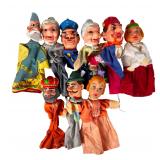 50s Vintage Rubber Head Cloth Body Finger Puppets