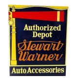 Vintage Stewart-Warner Double-Sided Flange Sign