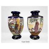Pair of Vintage Japanese Satsuma Porcelain Vases