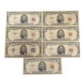 1934 US BLUE SEAL & 1953-1963 RED SEAL $5 NOTES