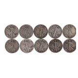 1917-1945 US WALKING LIBERTY 50C SILVER COINS