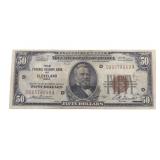 1929 US $50 FEDERAL RESERVE CLEVELAND BROWN SEAL N
