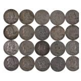 1949-1963 US SILVER FRANKLIN HALF DOLLARS - $10 FA