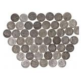 20TH C. US SILVER ROOSEVELT & MERCURY DIMES $5 FAC