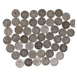 20TH C. US SILVER ROOSEVELT & MERCURY DIMES $5 FAC