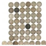 20TH C. US SILVER ROOSEVELT & MERCURY DIMES $5 FAC