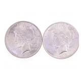 1923 & 1924 US SILVER PEACE DOLLAR COINS - UNC