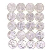 1958 - 1963 US SILVER WASHINGTON QUARTERS $5 FACE