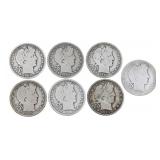 1908-1915 US SILVER BARBER 50C HALF DOLLAR COINS