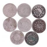 19TH C. US SHIELD 5-CENT COINS