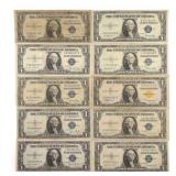 1935 US $1 SILVER CERTIFICATES BLUE SEAL & YELLOW