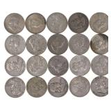 1951-1963 US SILVER FRANKLIN HALF DOLLARS - $10 FA