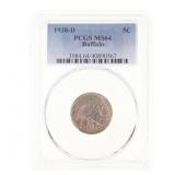 1938-D US BUFFALO NICKEL 5C COIN PCGS MS 64