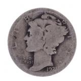 1921 US SILVER PHILADELPHIA MINT MERCURY DIME 10C