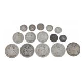 1839-1877 US SEATED LIBERTY SILVER COINS - 5C TO 5