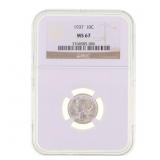 1937 US SILVER MERCURY DIME 10C COIN NGC MS 67