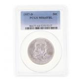 1957-D US SILVER FRANKLIN 50C COIN PCGS MS 64 FBL