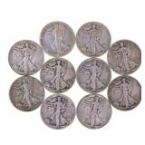 US WALKING LIBERTY HALF DOLLAR SILVER COINS $5 FAC