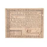 1780 STATE OF RHODE ISLAND COLONIAL NOTE $5 NO. 13