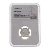 1944-D US SILVER MERCURY DIME 10C COIN NGC MS 66 F
