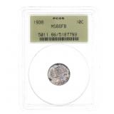 1938 US SILVER MERCURY DIME 10C COIN PCGS MS66FB