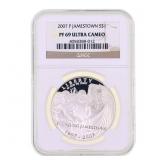 2007-P US SILVER JAMESTOWN $1 COIN NGC PF 69 ULTRA