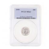 1959 US SILVER ROOSEVELT DIME 10C COIN PCGS MS 63