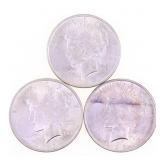1922-1925 US SILVER PEACE DOLLAR COINS - UNC