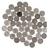 1947-1964 US SILVER ROOSEVELT DIMES - $5 FACE VALU