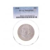 1948 US SILVER FRANKLIN 50C COIN PCGS MS 64 FBL