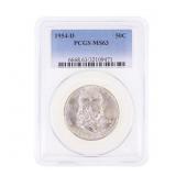 1954-D US SILVER FRANKLIN 50C COIN PCGS MS 63