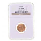 1930 US LINCOLN WHEAT PENNY 1C COIN NGC MS 65 RD