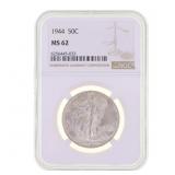 1944 US SILVER WALKING LIBERTY 50C COIN NGC MS 62