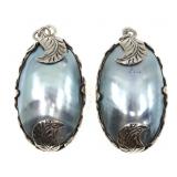 STERLING SILVER GREY MOTHER-OF-PEARL EARRING JACKE
