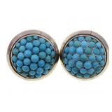 STERLING SILVER TURQUOISE CLIP-ON EARRINGS