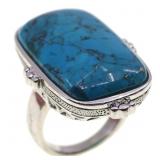 STERLING SILVER TURQUOISE FASHION RING