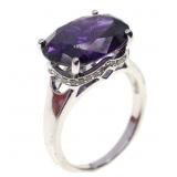 STERLING SILVER TOURMALINE & CUBIC ZIRCONIA RING