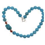 TURQUOISE BEADED STERLING SILVER NECKLACE