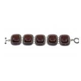 STERLING SILVER MAHOGANY OBSIDIAN TOGGLE BRACELET