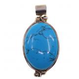 STERLING SILVER TAXCO TURQUOISE PENDANT