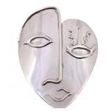 STERLING SILVER BESHARA ABSTRACT FACE BROOCH/PENDA