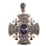 .935 SILVER FILIGREE MYSTIC TOPAZ CROSS PENDANT