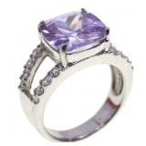 STERLING TOURMALINE & CUBIC ZIRCONIA FASHION RING