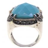 STERLING SILVER TURQUOISE & MARCASITE FASHION RING