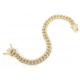 STERLING SILVER VERMEIL MICRO-PAVE CUBAN LINK BRAC