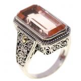 STERLING SILVER MORGANITE FASHION RING