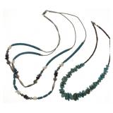 BEADED TURQUOISE STERLING SILVER NECKLACES