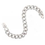 STERLING SILVER MICRO-PAVE CZ CUBAN LINK BRACELET