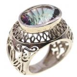 STERLING SILVER RAINBOW SPINEL OPEN-WORK FASHION R