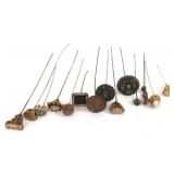 VICTORIAN HATPINS WITH GOLD-TONE HEADS